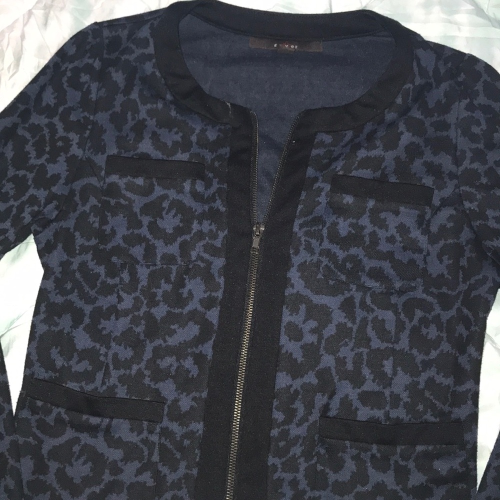 Black and blue animal print light jacket